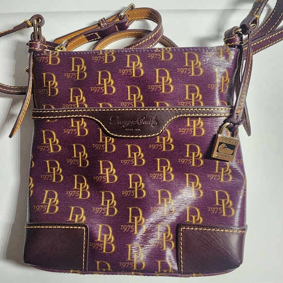 Dooney & Bourke Purple and Brown Logo Crossbody Bag - Picture 2 of 8